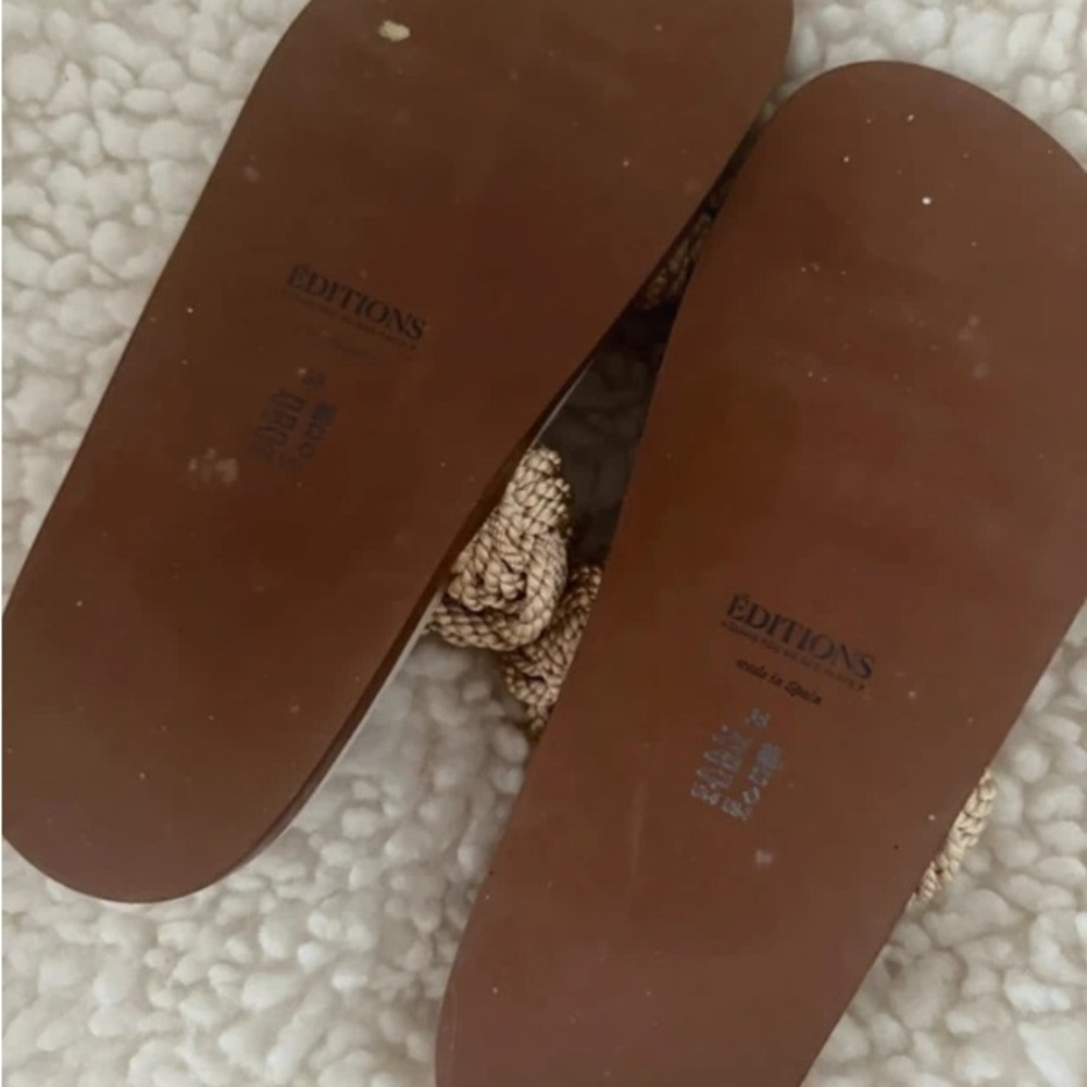 Sezane Braided Straw Double-Strap Sandals in Natural - Picture 3 of 3